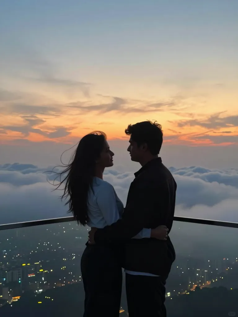 Pareja sobre las nubes AI photo edit example