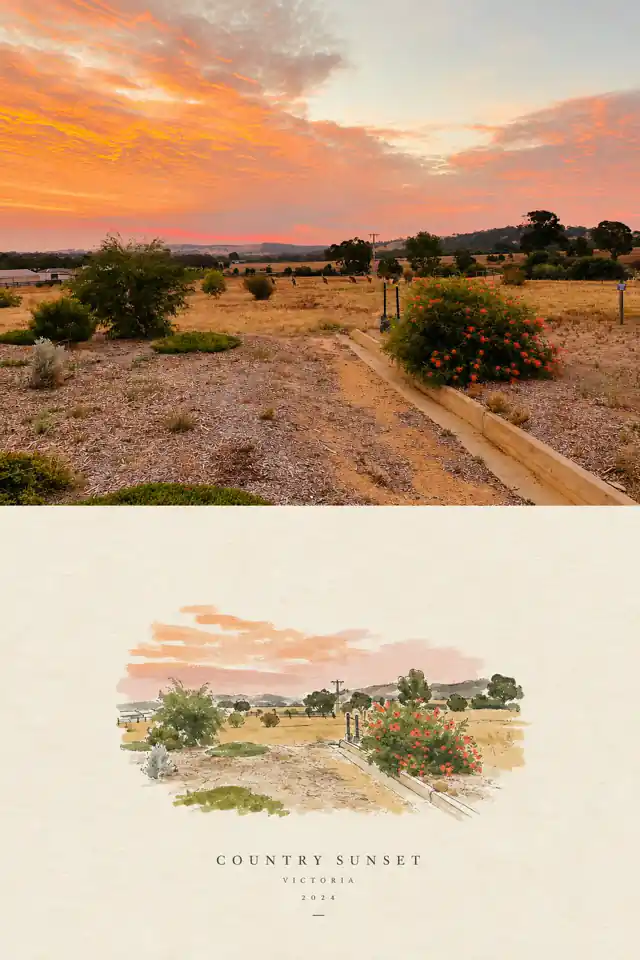 Ejemplo de póster de viaje minimalista Country Sunset