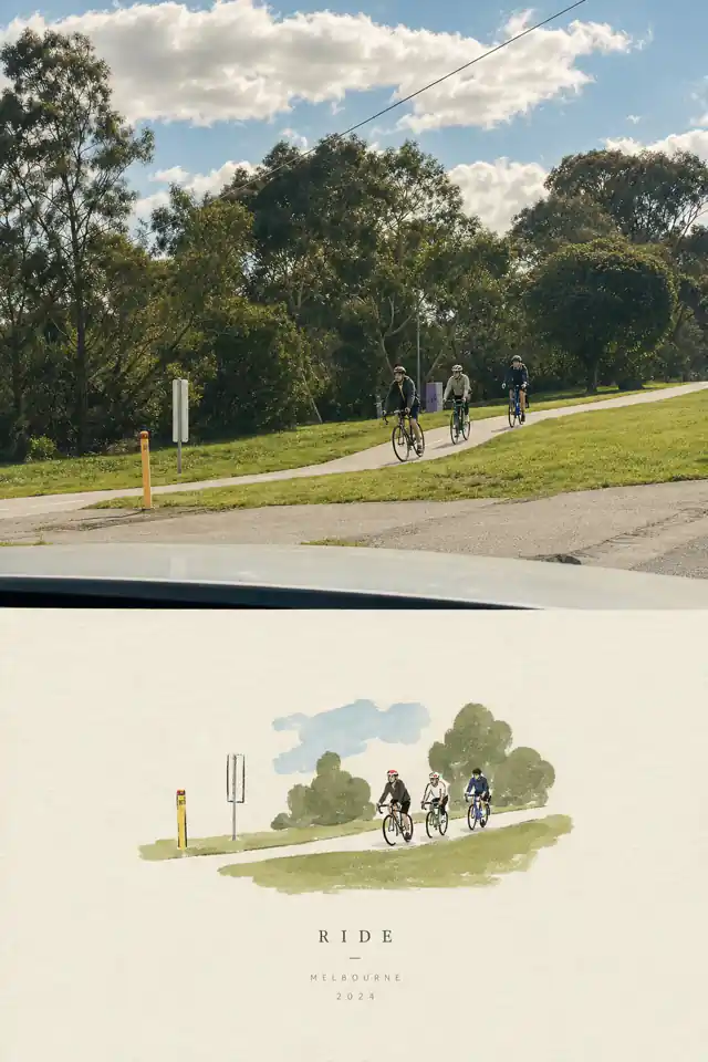 Ejemplo de póster de viaje minimalista Melbourne Ride